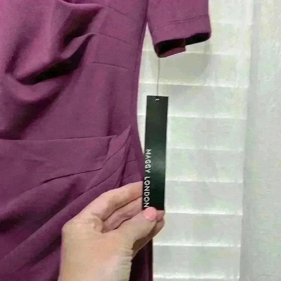 NWT Maggy London Pleated Sheath Dress in Grape Item #1Y - Picture 4 of 10